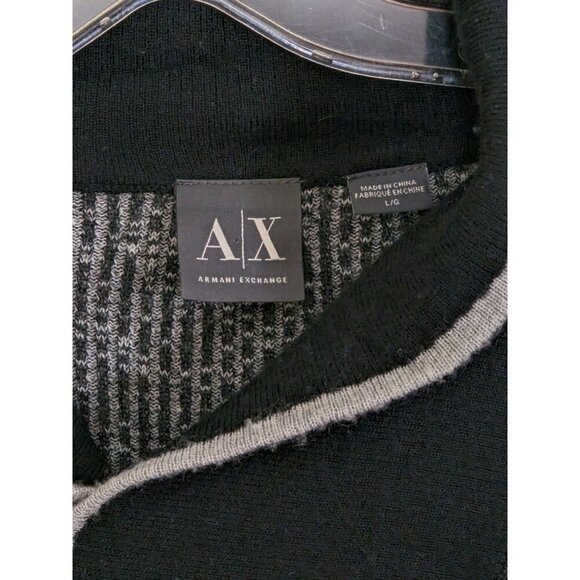 Armani Exchange AX Men's Gray Shawl Collar Button-Neck Wool Sweater Navy Blue - Picture 4 of 5